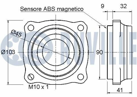 RUVILLE BMW Подшипник ступицы зад. с  ABS X1/E84