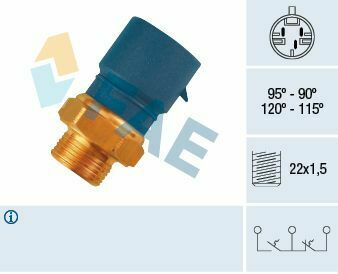 Датчик увімкнення вентилятора Opel Combo 1.7D 94-01 (3 конт.) (120-115/95-90°C) Датчик увімкнення вентилятора Opel Combo 1.7D 94-01 (3 конт.) (120-115/95-90°C)