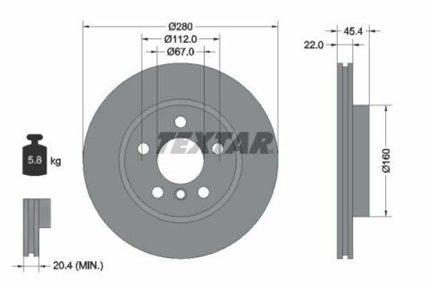 Диск гальмівний (передній) Mini (F54/F55/F56/F57) 13- (280x22) B36/B37/B38 PRO