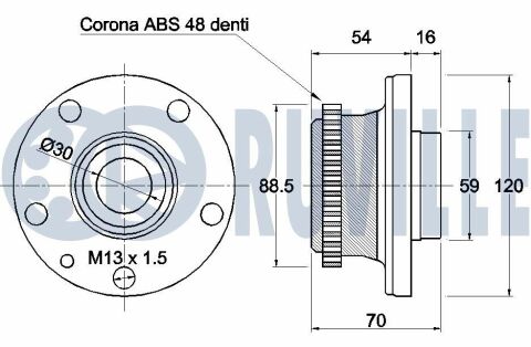 Ступица колеса с подшипн. и кольцом abs, citroen, peugeot