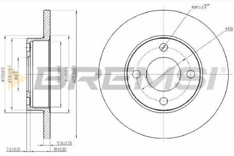 Тормозной диск перед. Audi 80/100 76-91 (256x13)