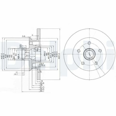 DELPHI VW Диск тормозной передн.T3 86-