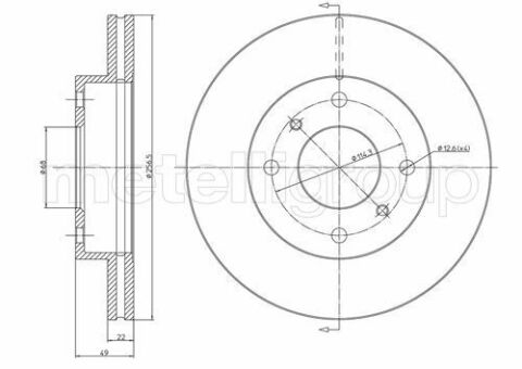 Диск тормозной (передний) Nissan Almera 00-06/Primera 90-99 (257x22) (с покрытием) (вентилированный)