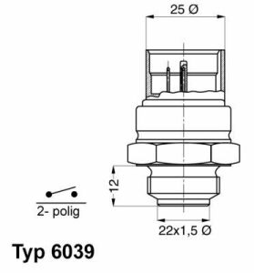 Датчик увімкнення вентилятора VW Caddy II 1.7SDI 96-00 (95-84°С)