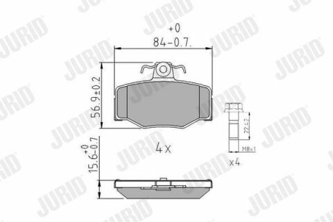 JURID Тормозные колодки задн. NISSAN Almera 1,5-2,2 00- Primera 1,6/2,0 93-01