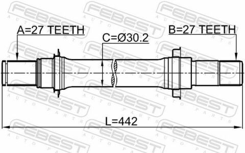 Піввісь права 27x441.6x27 HONDA ACCORD 03-08