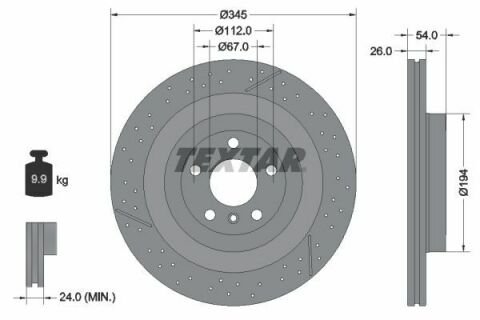 Диск тормозной (задний) MB GL-class (X166)/GLE (W166) (345x26) PRO+