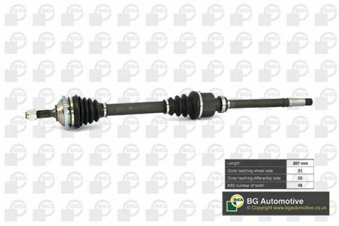 Піввісь Peugeot 206 1.1-1.6 98-09 (21/22) 887mm (+ABS 48z) Пр.