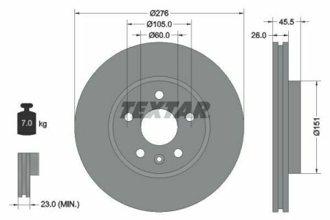 Диск тормозной Opel Astra J 09- (276x26) PRO