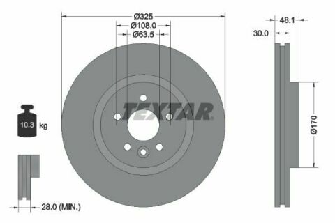 Диск тормозной (передний) Land Rover Range Rover Velar 17-(325x30) PRO+