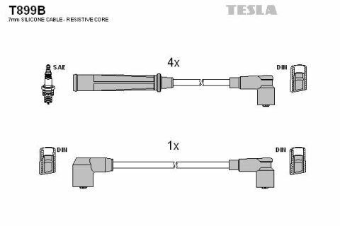 Кабель запалювання к-кт TESLA Mazda 626 1,8