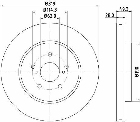 Тормозной диск перед. Lexus RX 03-08 3.0-3.5 (PRO)