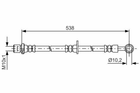 Шланг гальмівний (передній) Subaru Forester/Legacy III/Outback 00-09 (L) (L=538mm)
