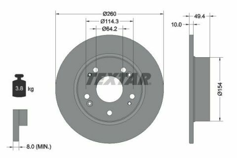 Диск тормозной (задний) Honda Accord VII 03-08 (260x10) PRO