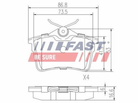 Колодки тормозные дисковые задние комплект PEUGEOT Partner 08-, 308(T7) 07-19, 308(T9)13-; CITROEN Berlingo 08-18, Berlingo 96-08