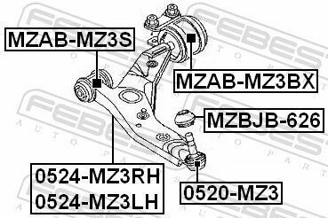 Сайлентблок переднього важеля (зад.) Mazda 3/5/Focus 03-