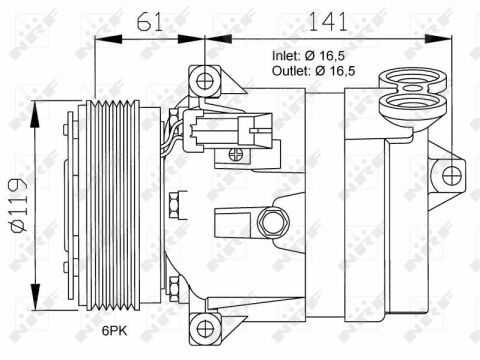 Компресор кондиціонера Opel Vectra 1.6-2.2 95-09/Fiat Croma 1.9D 05-