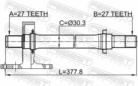 Піввісь права 27x377x27 HONDA CR-V 02-