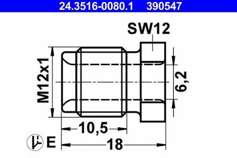 З'єднувач трубки гальмівний (M12x1/12x18/d=6.2)