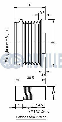 Шкив генератора punt/grande punt 1,3d multijet, opel 1,3cdti 05-.