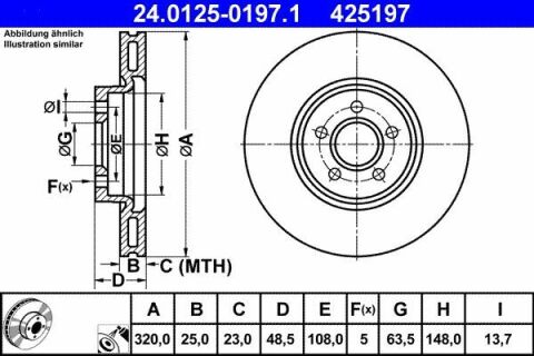 Диск тормозной (передний) Ford Focus/Kuga II 07-/Connect 13- (320x25) (с покрытием) (вентилируемый)