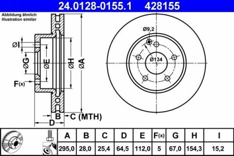 Диск гальмівний (передній) MB E-class (W212) 02-09/C-class (W204) 07-(295x28) (з покриттям) (вентил.)