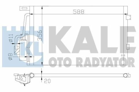 KALE OPEL Радіатор кондиціонера Combo Tour, Corsa C