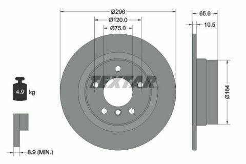 Диск тормозной (задний) BMW 1 (E81/E87)/3 (E90/E92) 05-13 (296x10.5) PRO