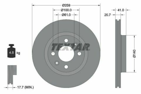 Диск тормозной (передний) Renault Kangoo 97-/Logan 04- (259x20.7) PRO