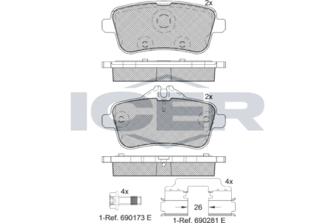 Колодки тормозные (задние) MB ML/GLE-class (W166) 11-18/GL/GLS-class (X166) 12-/A-class (W176) 13-18