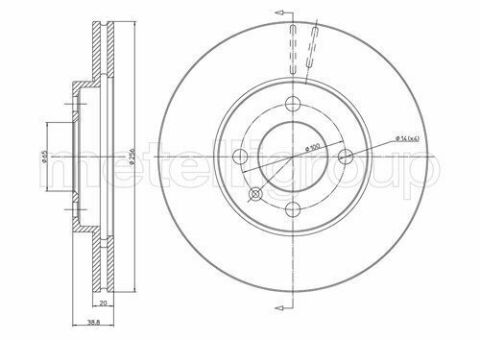 Диск гальмівний (передній) Seat Ibiza/VW Caddy/Polo 93-04/Golf/Passat 87-02 (256x20) (з покр.) (вент)