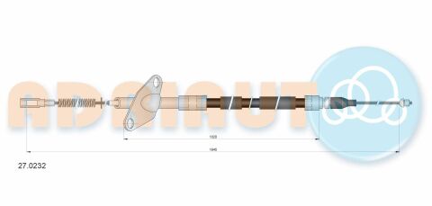 Трос ручного тормоза левый 207-310 86-(нов.тип)1862мм MB