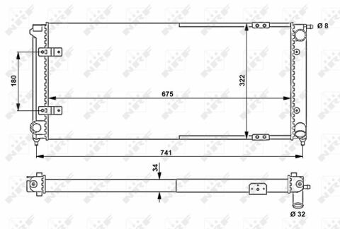 Радиатор охлаждения VW Golf I/II 1.6-1.8 81-92 (322x675x34)