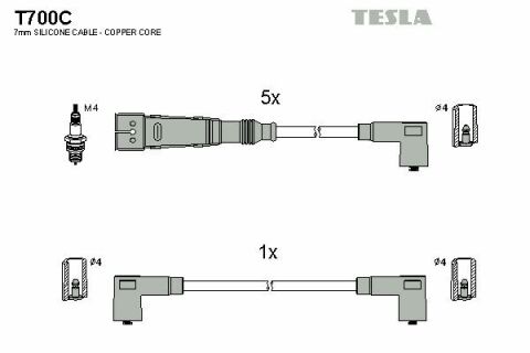 Кабель запалювання к-кт TESLA Audi, VW 81-96 2,0