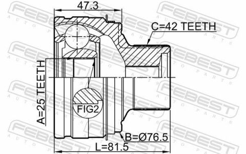 ШРКШ (ШРУС) наружный 25x76,5x42 AUDI A4 B8 (8K2) 2.0 TDI 08-15