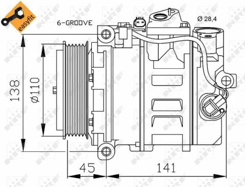 Компрессор кондиционера MB Sprinter/Vito CDI (d=110mm)