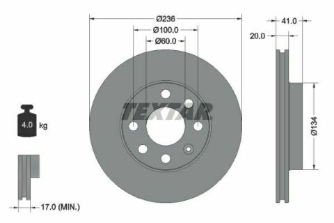 Диск тормозной (передний) Opel Astra F/Kadett E 91- (236x20) PRO