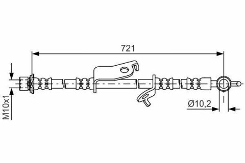Шланг тормозной (передний) Toyota Prius/Lexus CT 08- (L=721mm)
