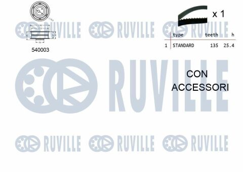 RUVILLE VW К-т ремня ГРМ (ремень+ролик+крепленеие) 1.6D