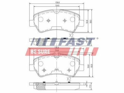 Колодки тормозные дисковые задние FORD Transit 14-, Transit Custom 12-