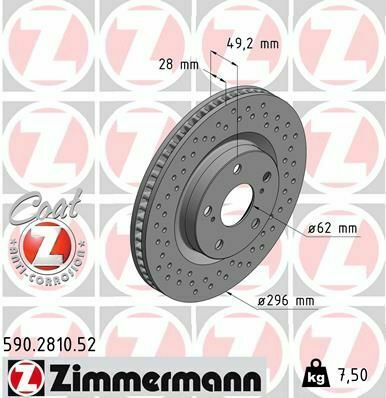 Диск тормозной (передний) Toyota Auris 10-/Rav4 2.0-2.2 06- (296x28)