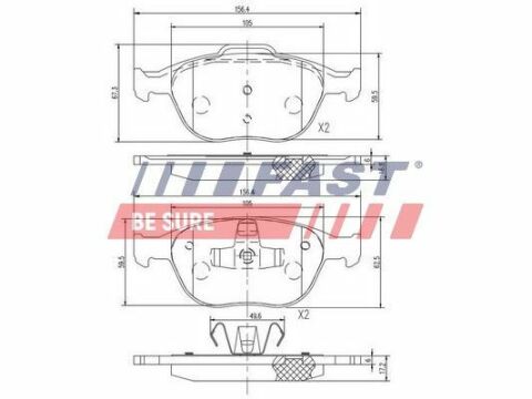 Колодки тормозные передние дисковые FORD Connect 02-13, Focus I 98-04 Колодки тормозные передние дисковые FORD Connect 02-13, Focus I 98-04