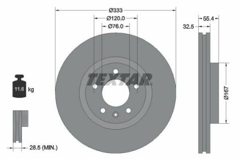 Диск гальмівний (передній) VW T5 03-09 (333x32.5) (R17) PRO+