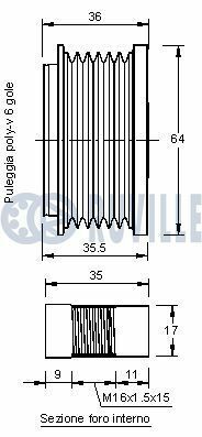 FIAT Шкив генератора Ducato 2,2 06-,CITROEN Jumper 2,2-3,0 06-,FORD Transit