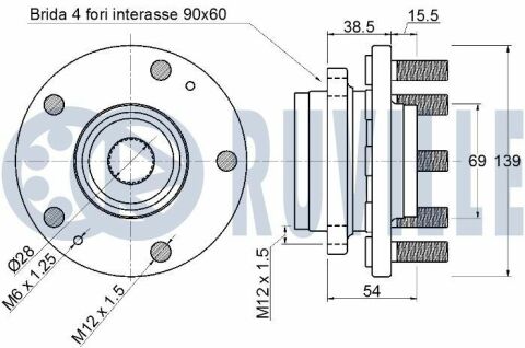 RUVILLE HYUNDAI К-т підшипника маточини перед. i30 (FD) 1.6 07-16, i30 (GD) 1.4 11-16, KIA CEED 1.0 T-GDI 15