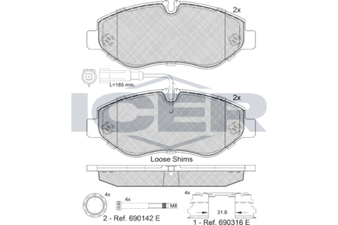 Колодки гальмівні (передні) Nissan Cabstar/NT400/Renault Maxity 06- (+датчики)