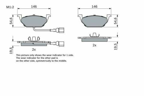 Комплект тормозных колодок (передних) Audi A3/Skoda Octavia 96-13/Fabia 99-/VW Caddy/Golf 96-15 (+датчик)