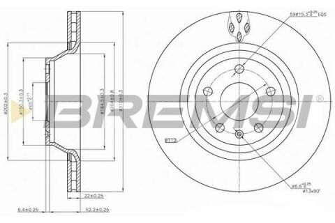 Тормозной диск зад. Audi TT 06-(310x22) (замена на CD7849V)