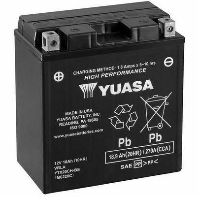 МОТО Yuasa 12V 18,9Ah High Performance MF VRLA Battery  YTX20CH-BS (сухозаряжений)