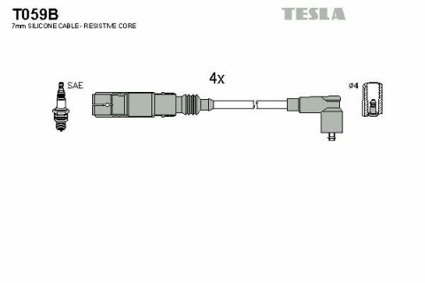 Кабель зажигания к-кт TESLA VAG 1,6 96-05 AKL APF AEH ARM, Skoda Octavia 2,0 AZH AQY